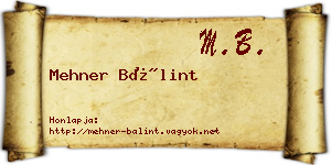 Mehner Bálint névjegykártya